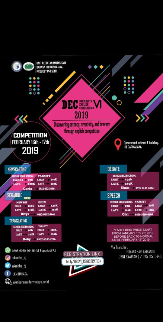 Kreatif dan Berani, Yuuk Ikuti Darmajaya English Competition VI Kreatif dan Berani, Yuuk Ikuti Darmajaya English Competition VI