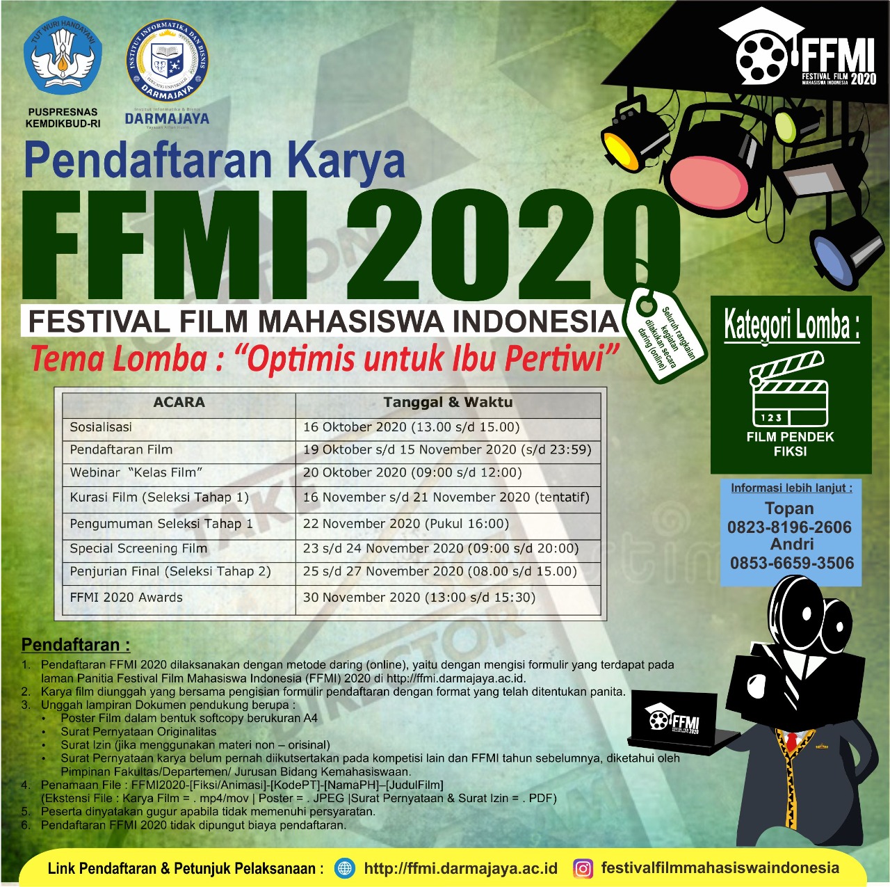 Pusprenas – IIB Darmajaya Gelar FFMI 2020: Yuuk Daftarkan Karya Film Terbaikmu Mahasiswa Pusprenas – IIB Darmajaya Gelar FFMI 2020: Yuuk Daftarkan Karya Film Terbaikmu Mahasiswa
