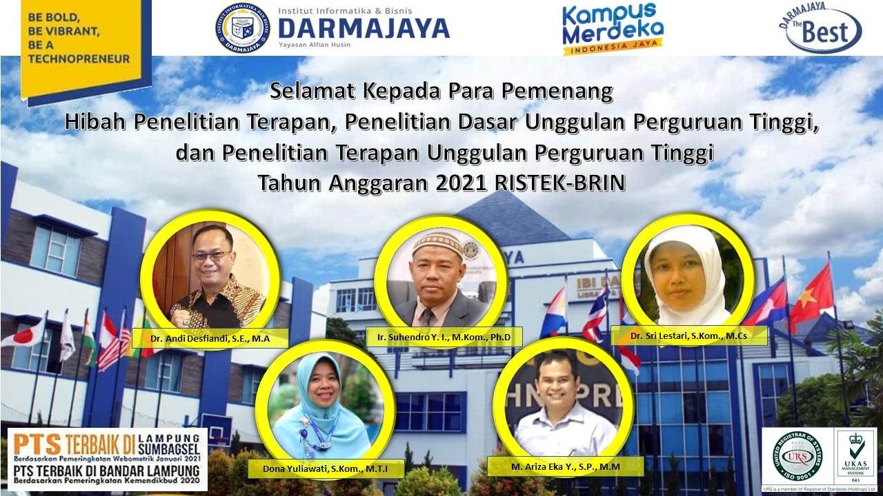 Lima Dosen IIB Darmajaya Lolos Hibah Penelitian Kemenristek/BRIN Lima Dosen IIB Darmajaya Lolos Hibah Penelitian Kemenristek/BRIN